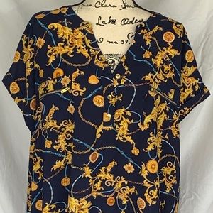 Flower&Feather pullover blouse